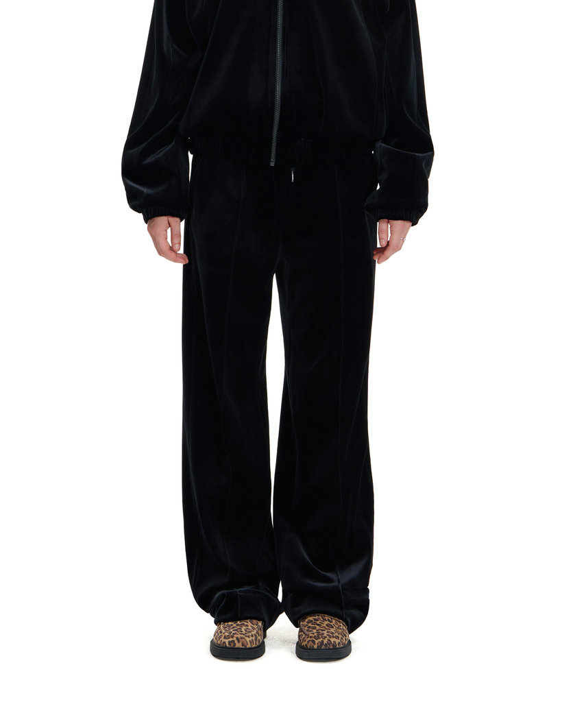 BLACK VELVET SIDE-STRIPED TRACK PANTS
