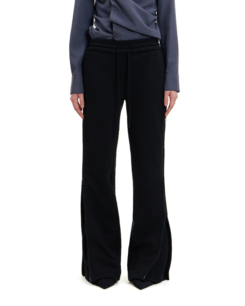 BLACK ZIP-EXPANSION SWEAT TROUSERS