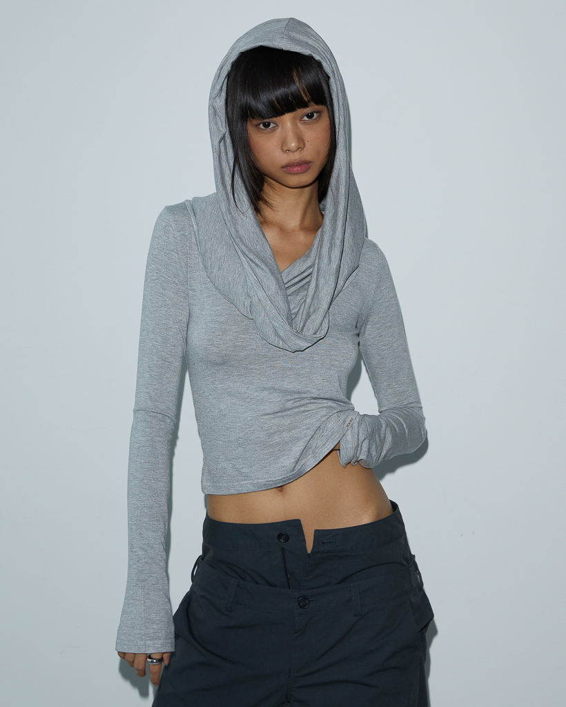 Drape Hood T-shirt (GRAY)