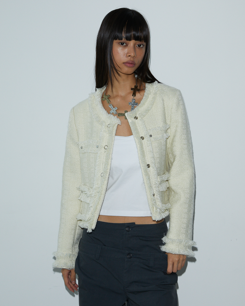 Rivet Tweed Jacket (IVORY)