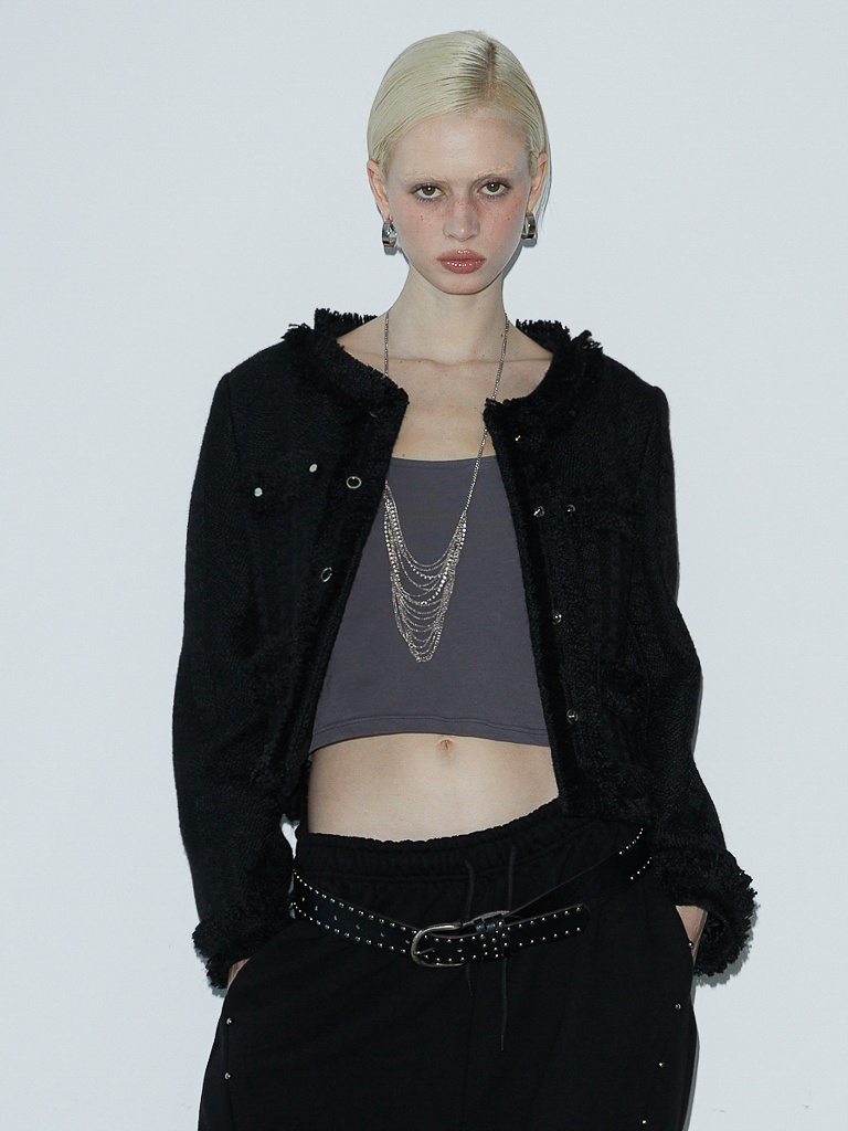 Rivet Tweed Jacket (BLACK)