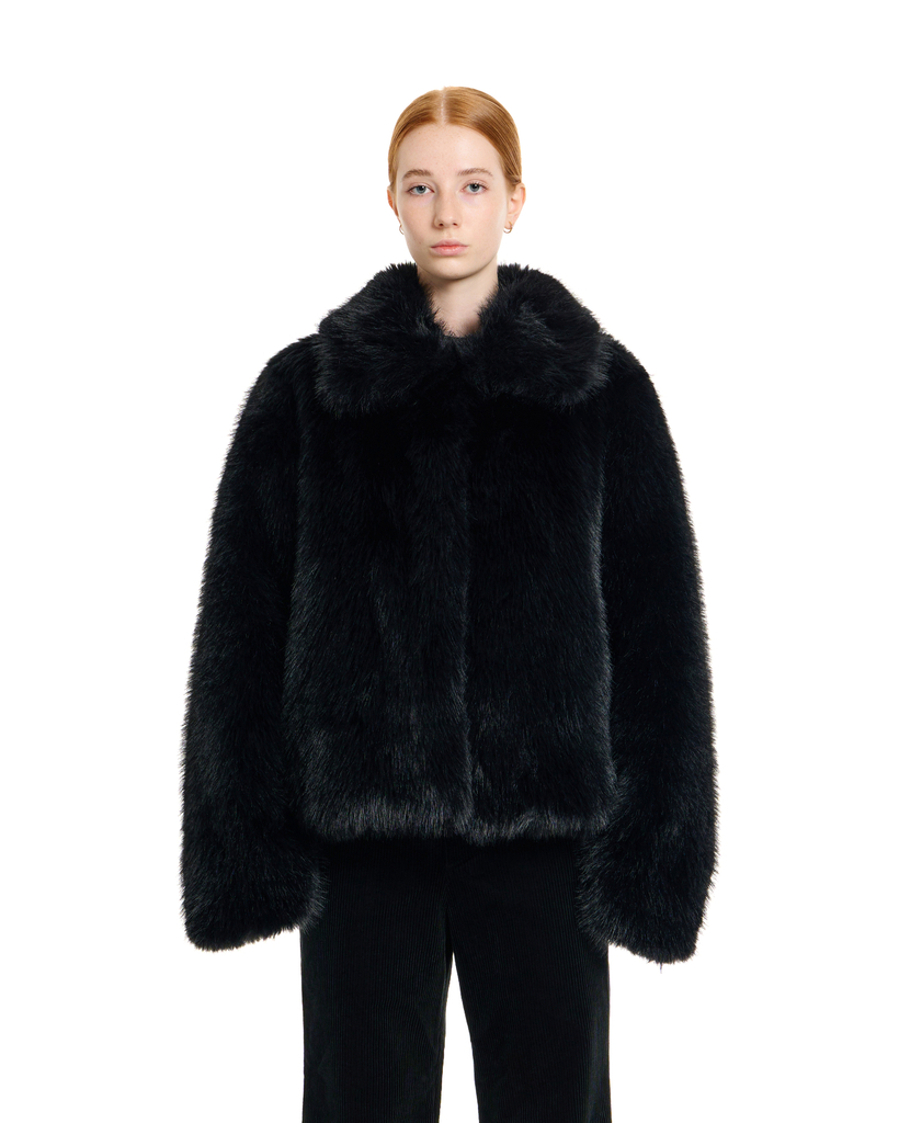 BLACK FAUX FUR JACKET