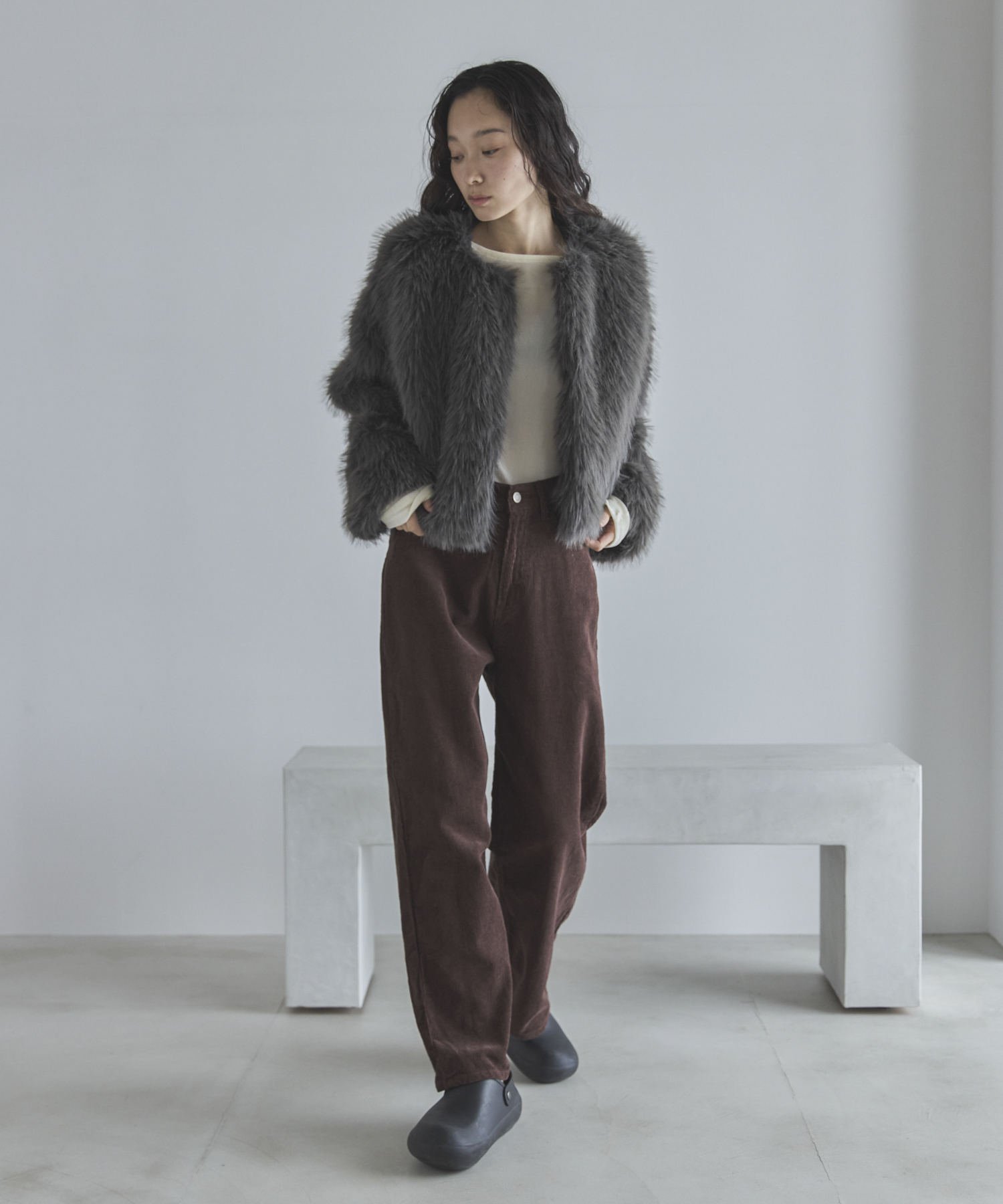 ◎ nugu ブラウンショート丈ファーコート ◎ フェイクファーショート