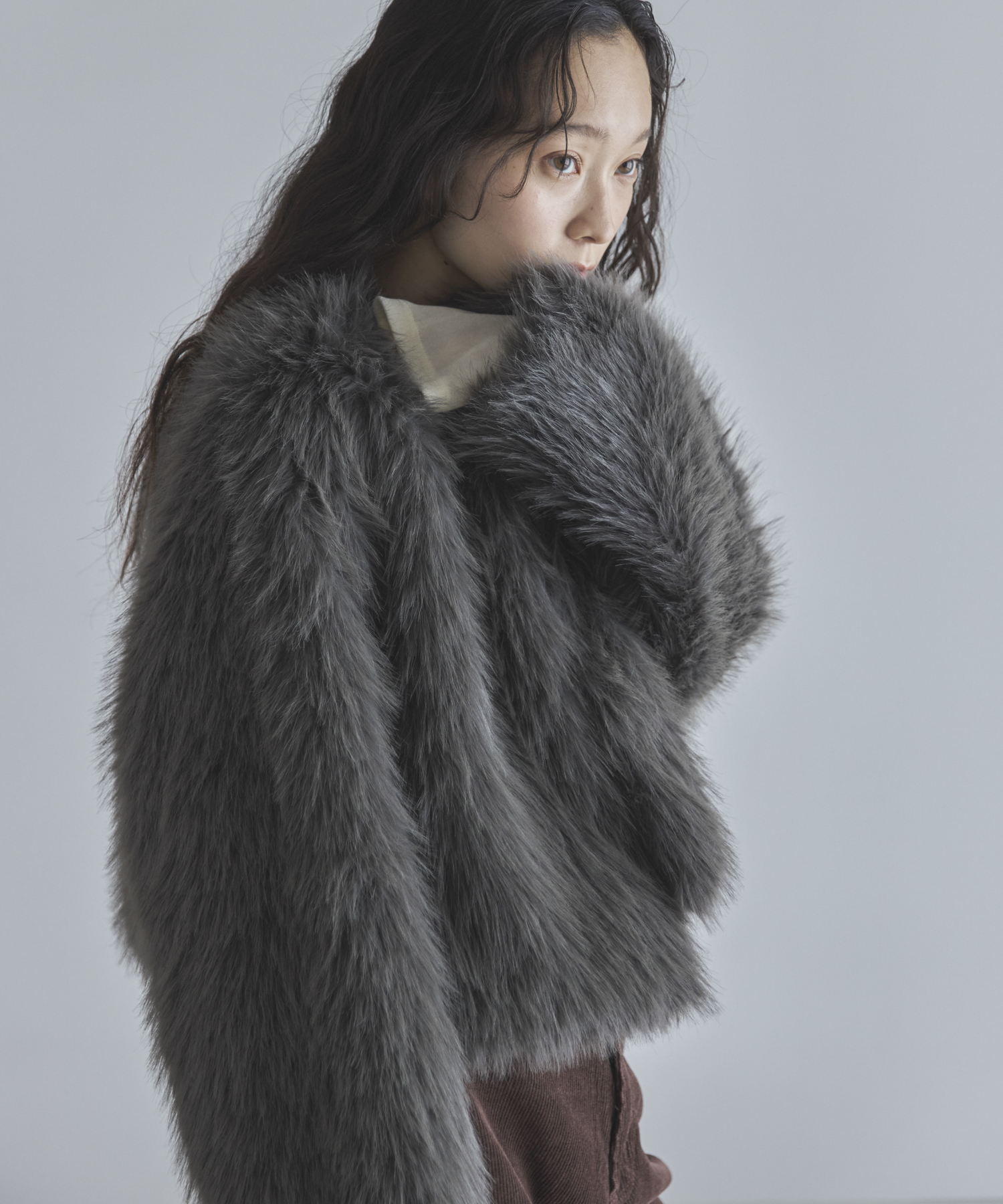 未使用 【nugu】 ファーコート ミドル丈 トレンドコートF タグ付き フェイクファーショートコート | ファッション通販サイト NUGU