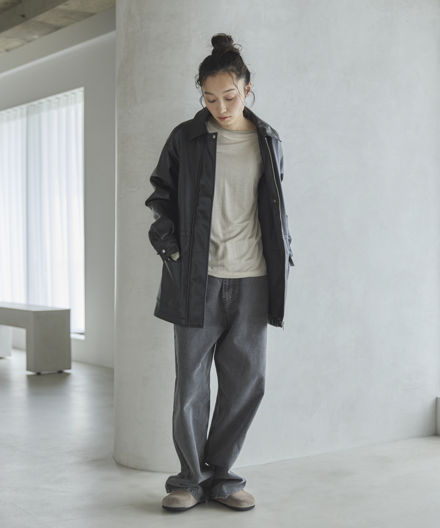 フェイクレザー中綿ブルゾン | ファッション通販サイト NUGU