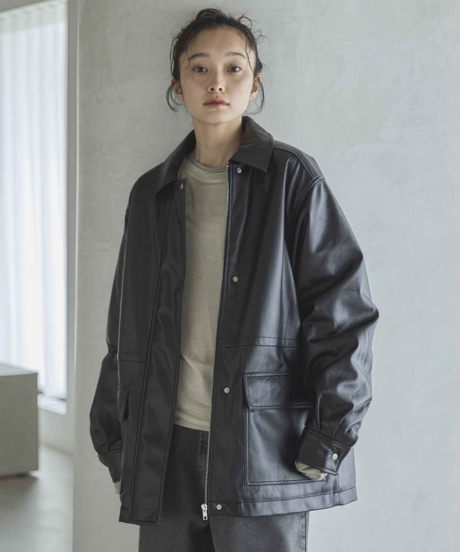 フェイクレザー中綿ブルゾン | ファッション通販サイト NUGU