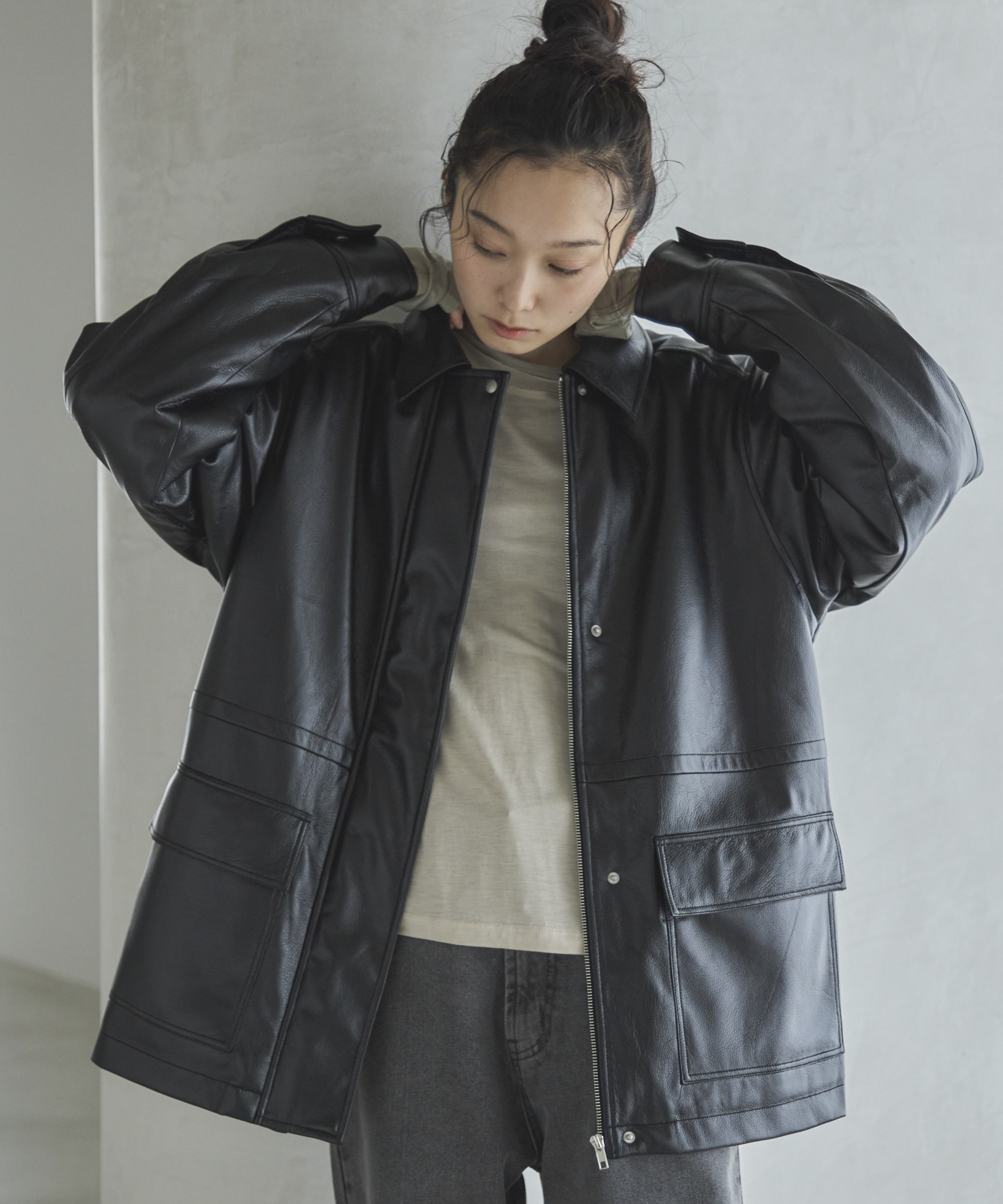 フェイクレザー中綿ブルゾン | ファッション通販サイト NUGU