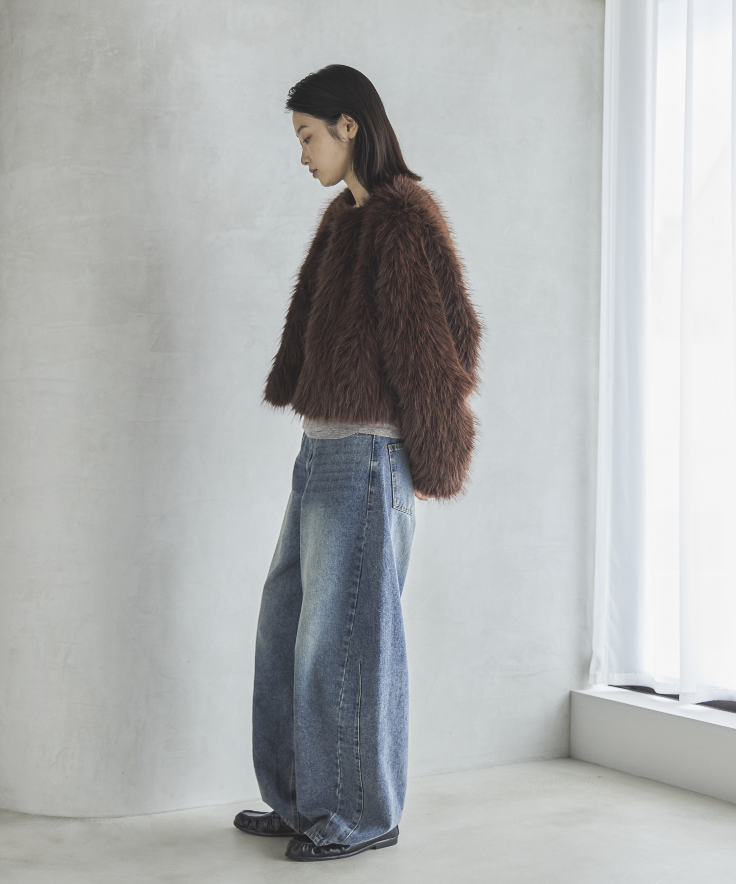 ◎ nugu ブラウンショート丈ファーコート ◎ ◎ nugu ブラウンショート丈ファーコート ◎ フェイクファー