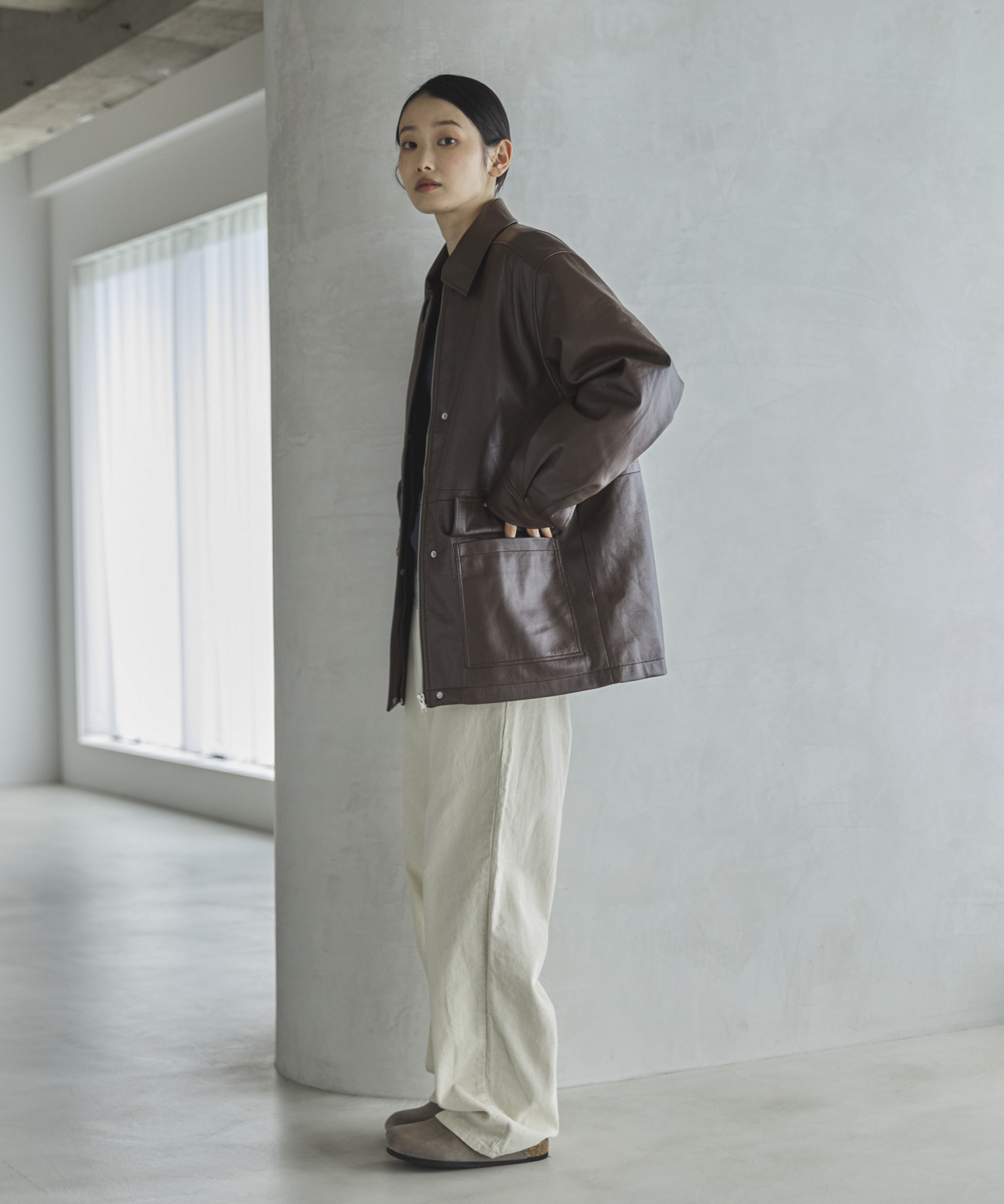 フェイクレザー中綿ブルゾン | ファッション通販サイト NUGU