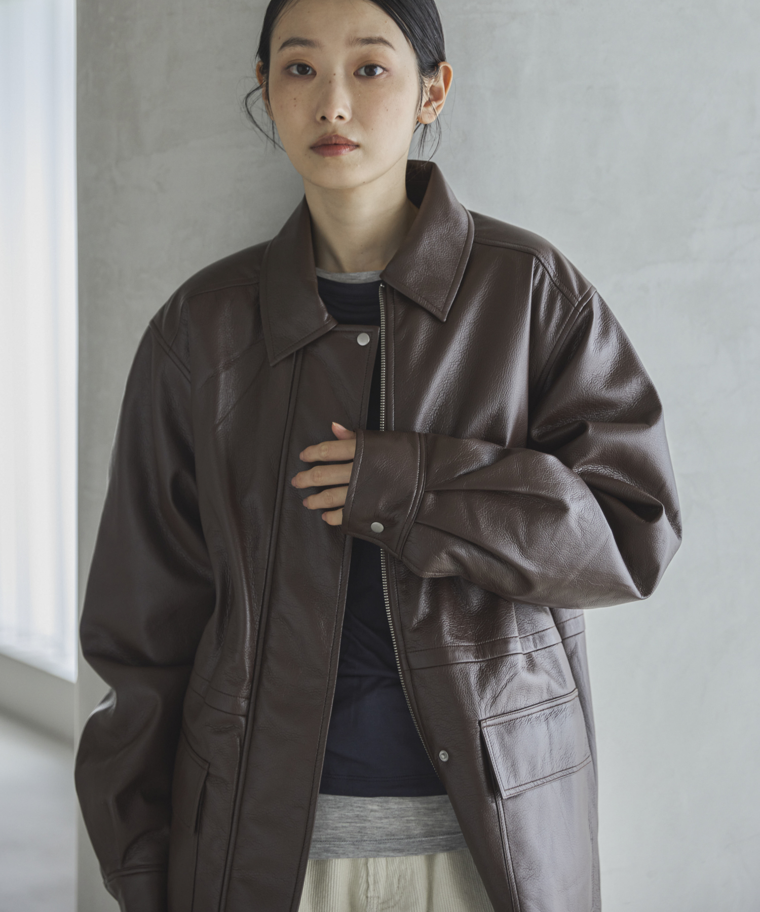 フェイクレザー中綿ブルゾン | ファッション通販サイト NUGU