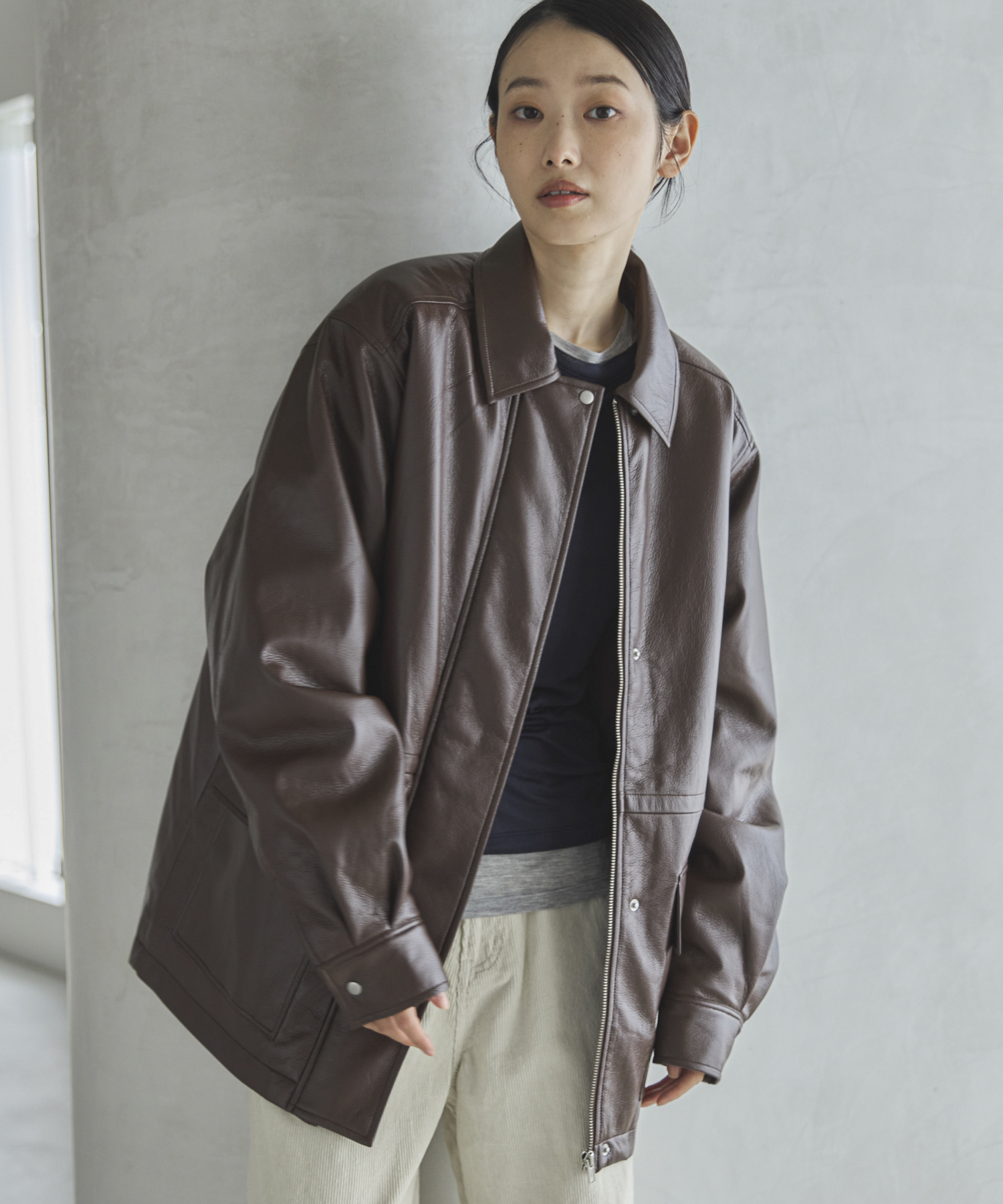 フェイクレザー中綿ブルゾン | ファッション通販サイト NUGU