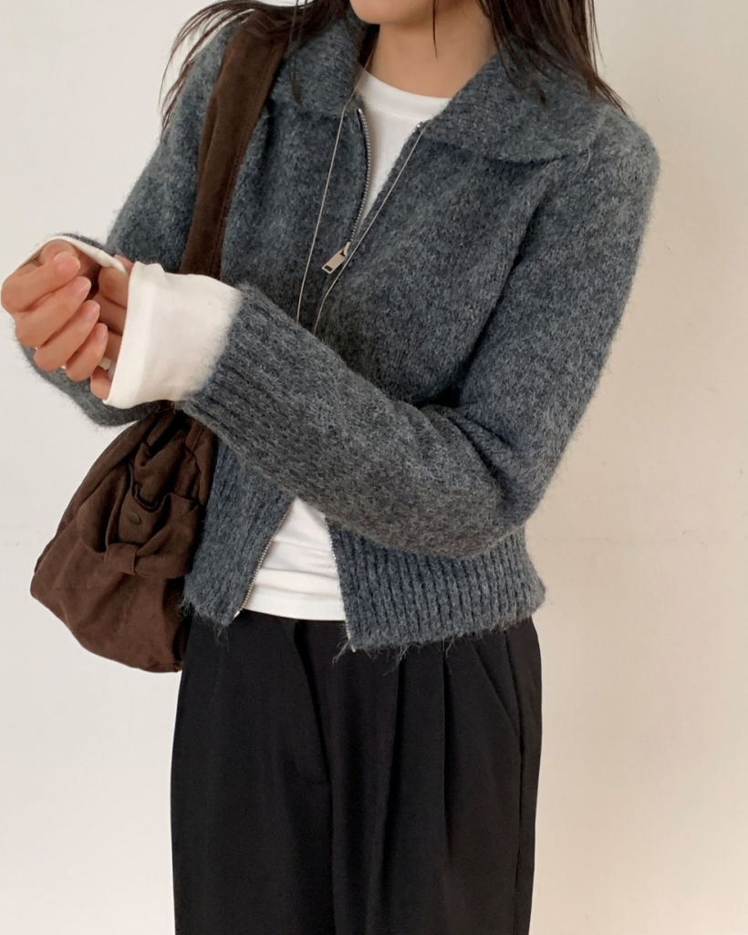 オーバーサイズカラージップアップカーディガン | ファッション