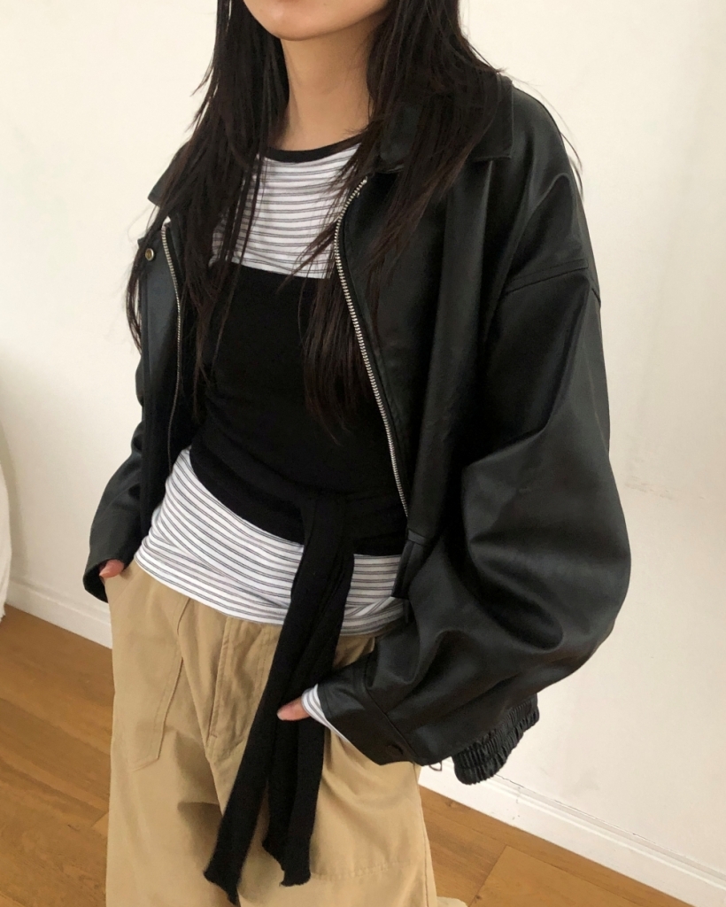 NUGU mignon ルーズレザージャケット ルーズレザージャケット | ファッション通販サイト NUGU