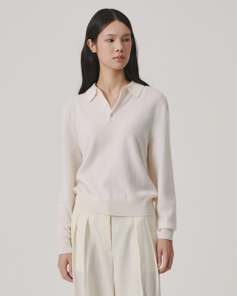 [UNISEX] Cashmere Essential Blend Polo Neck Ivory_W