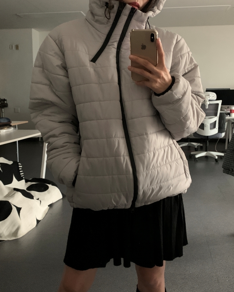 5 color) オーバーサイズ フード付き ライトダウンジャケット