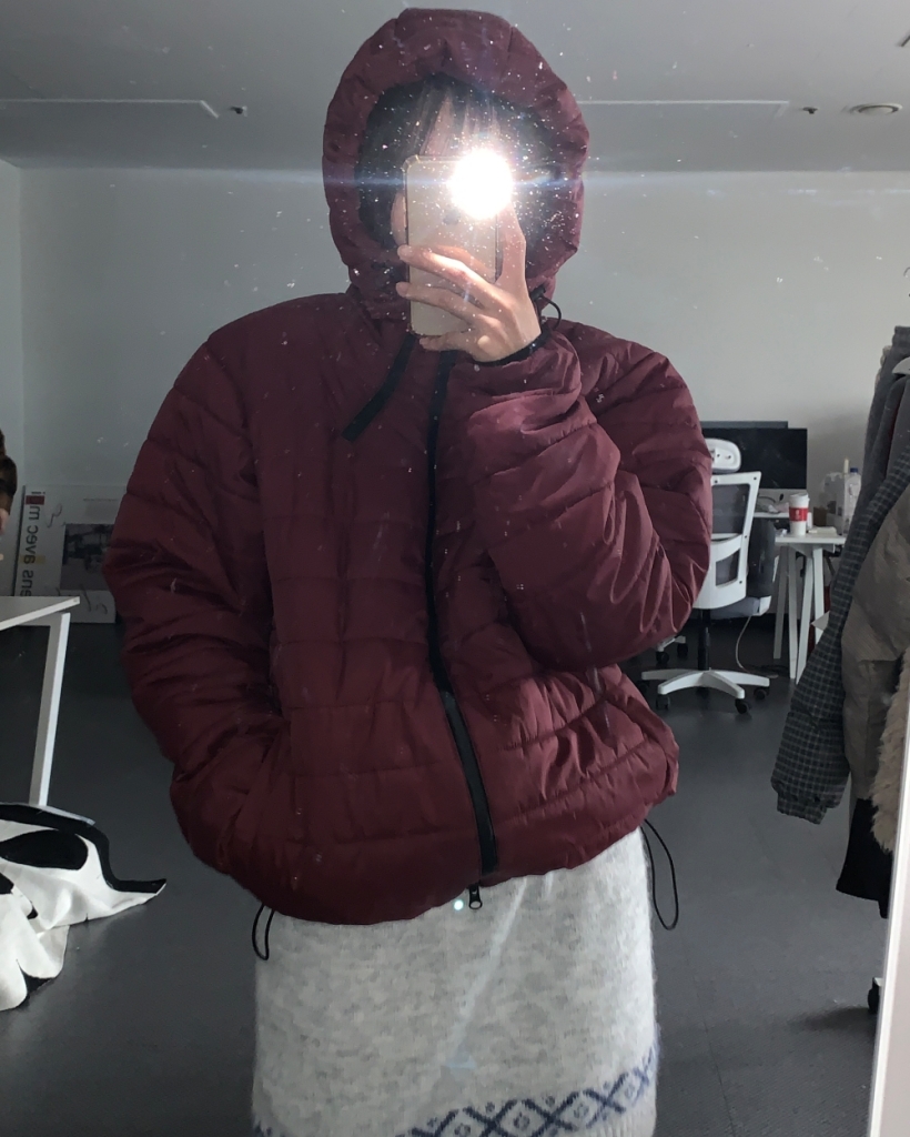 5 color) オーバーサイズ フード付き ライトダウンジャケット