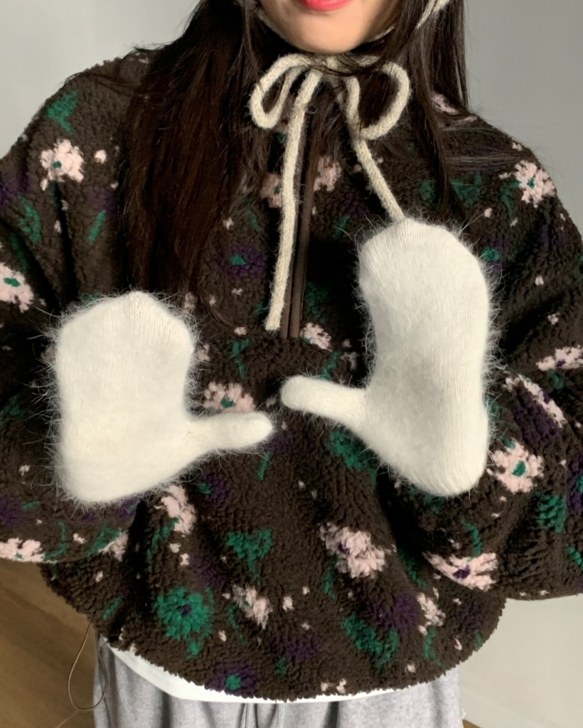 2 color) ボアハーフジップ オーバーサイズ アノラック スウェット