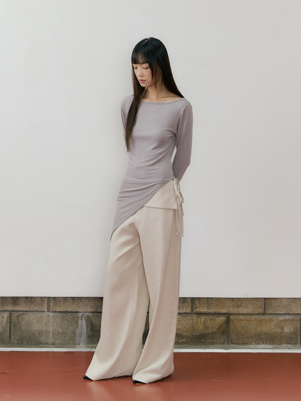 REF SIDE RIBBON MIDRISE PANTS NATURAL BEIGE | ファッション通販