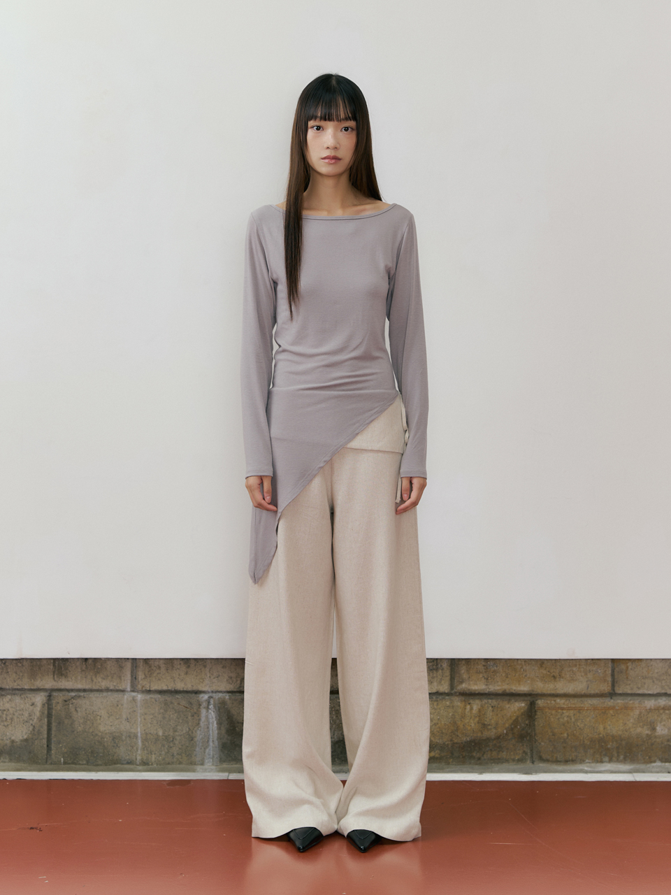 REF SIDE RIBBON MIDRISE PANTS NATURAL BEIGE | ファッション通販