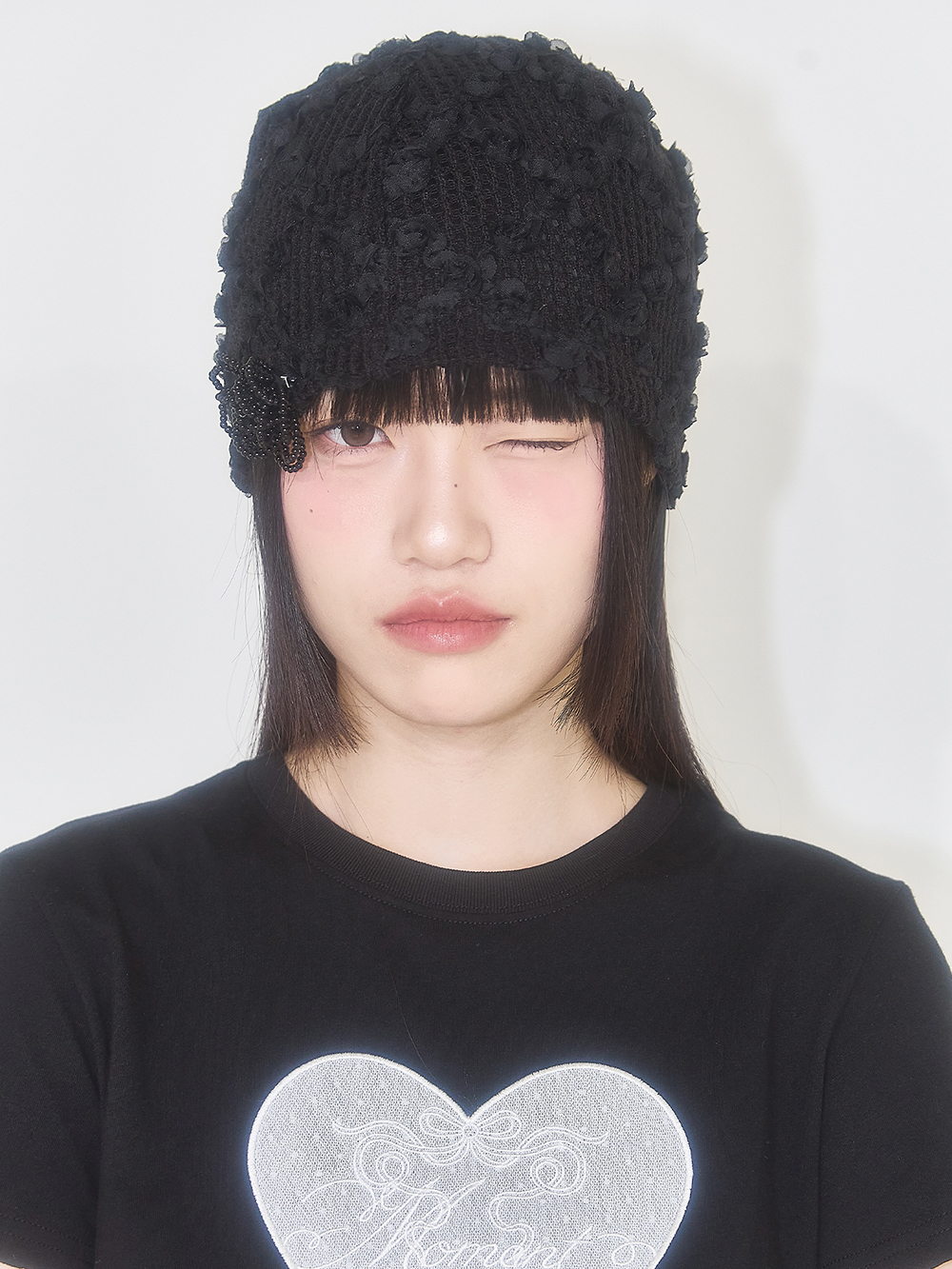 ニットキャップ・ビーニー ILLIGO Pearl Corsage Lace Beanie 5BMR0197 Pearl Corsage Lace Beanie Black | ファッション通販サイト NUGU