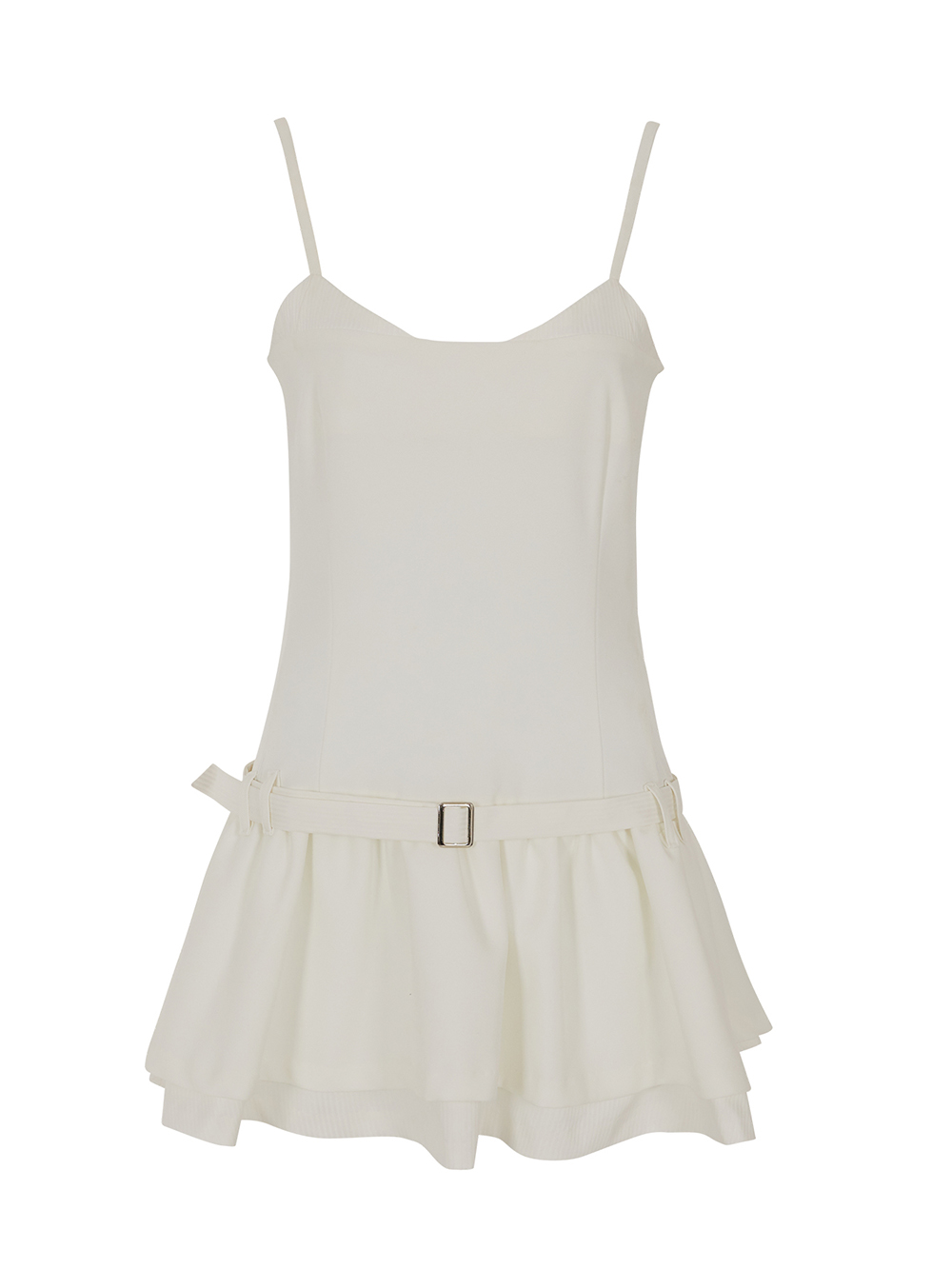 ★ILLIGO★ STRIPED COLOR BLOCK RUFFLE ONE-PIECE DRESS Striped Color Block Ruffle One Piece White | ファッション