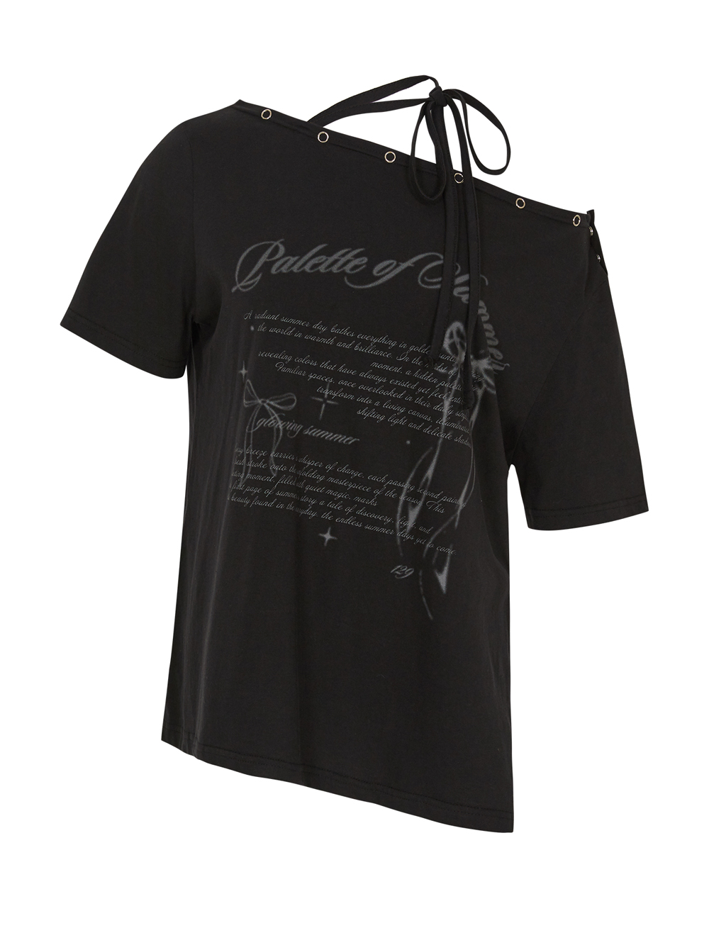 Tシャツ・カットソー [ILLIGO] Snap One shoulder OverFit T-shirt Snap One Shoulder Overfit T-Shirt Black | ファッション通販