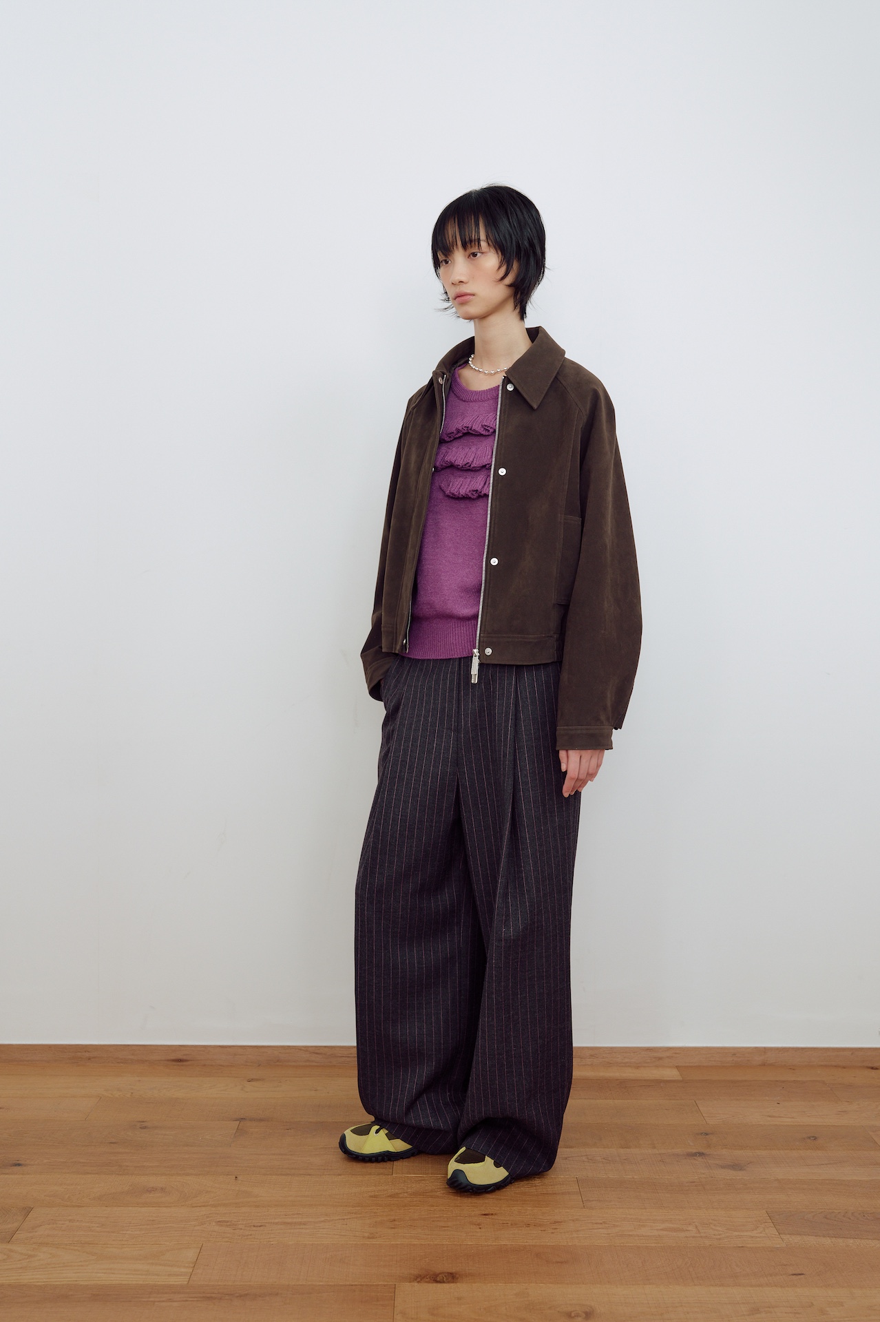 エスプラス ブラウン サイドストライプパンツ エスプラス ブラウン サイドストライプパンツ リンクルワイド