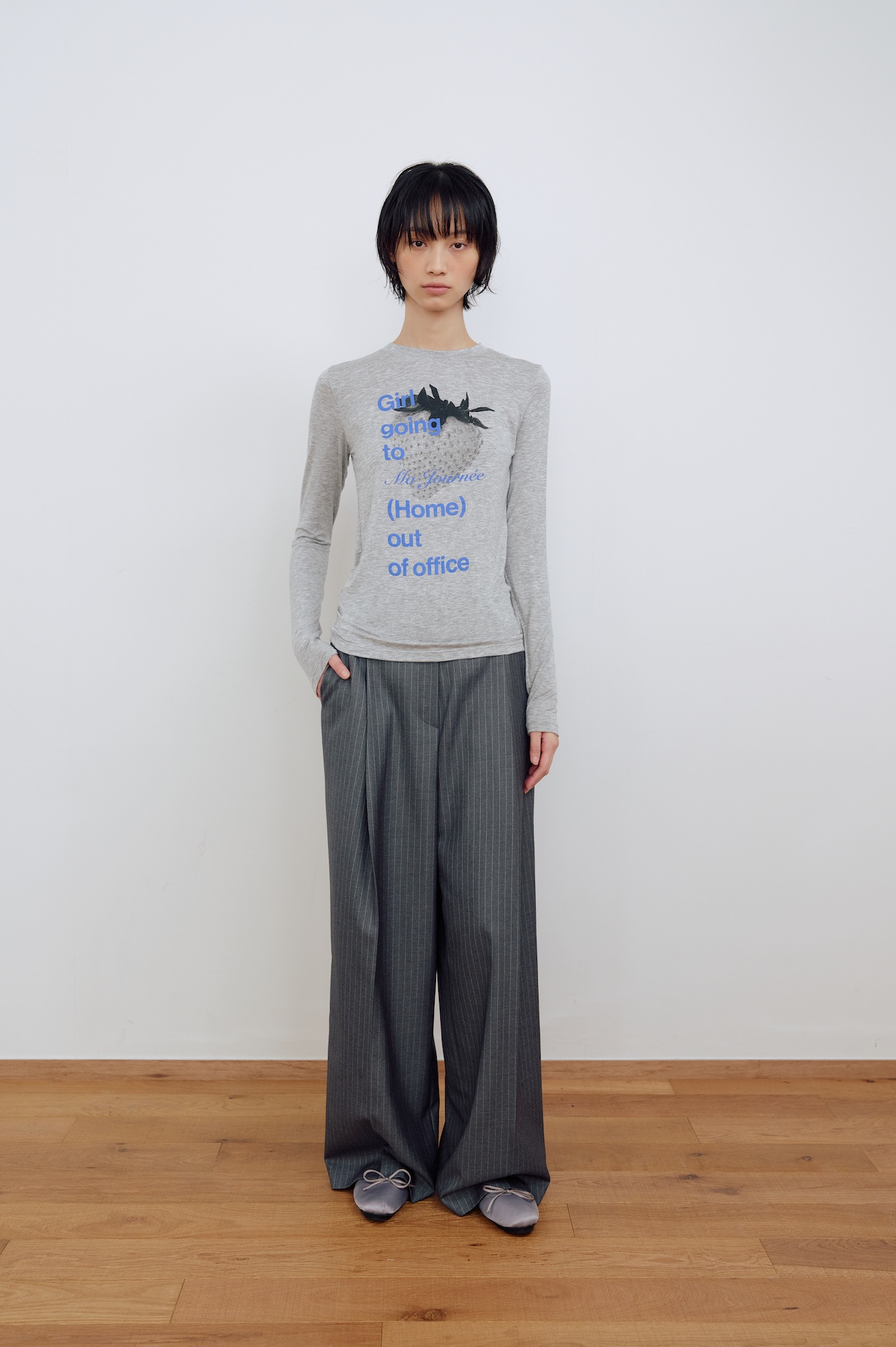 STRIPE WIDE PANTS_GREY