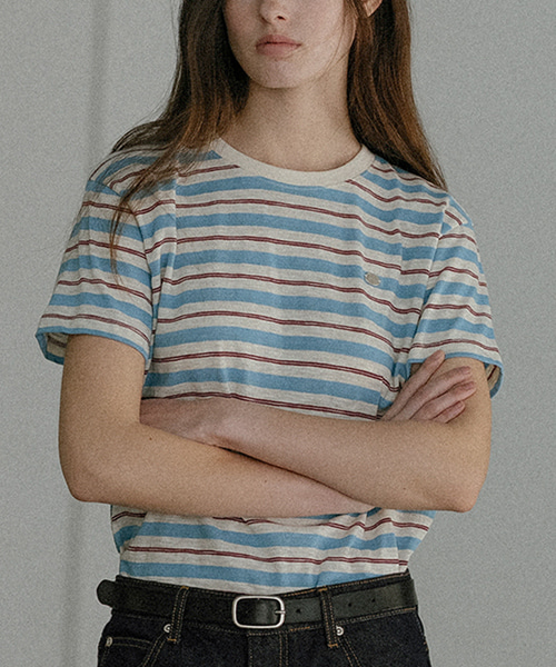 Multi stripe T-shirt KNSS03TS29_Sky Blue | ファッション通販