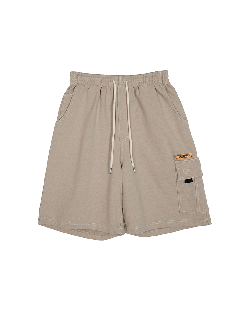 Stitch Cargo Bermuda Shorts - Beige