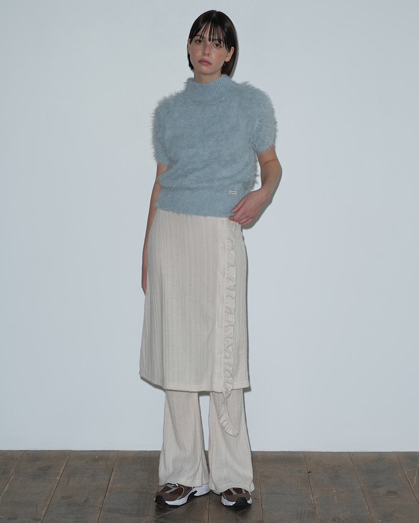 FRILL LAYERED SKIRT PANTS (CREAM)