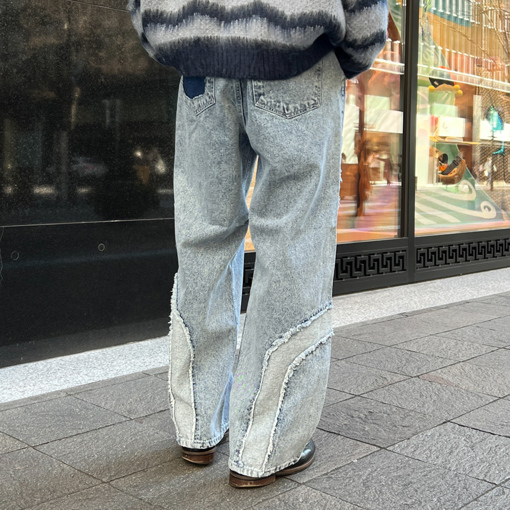 K♢194 にじいろ ユニークバイカラーデニムパンツ | ファッション通販サイト NUGU