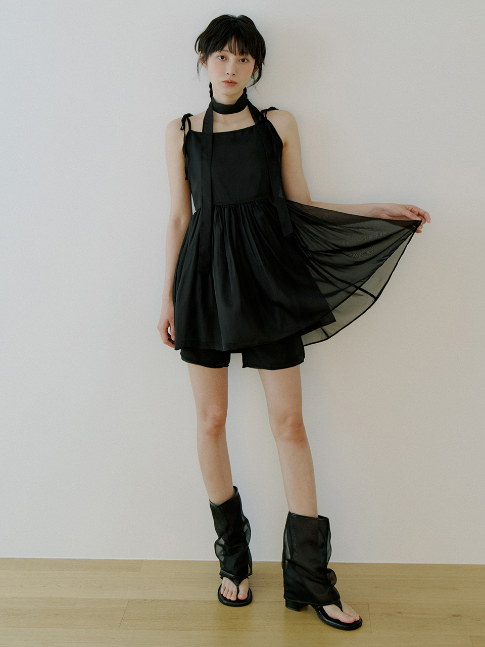 Striped Color Block Ruffle One Piece Black | ファッション