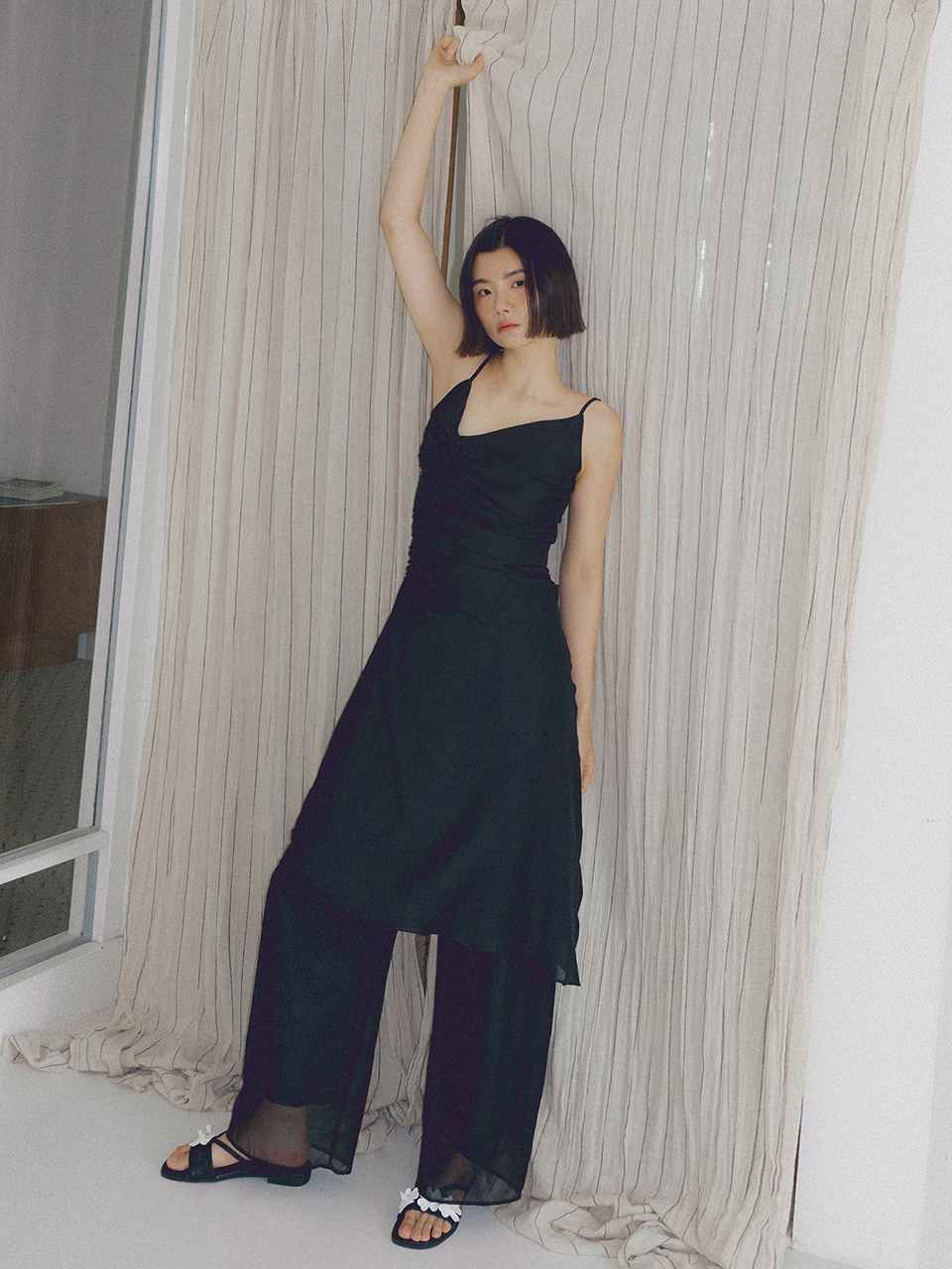 ASP CHIFFON WIDE PANTS BLACK | ファッション通販サイト NUGU