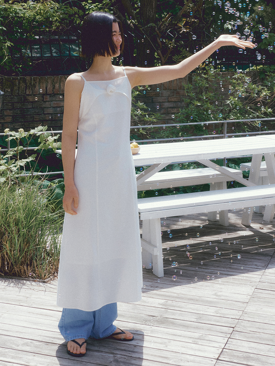 LACE UNBALANCE SHIRRING ONE PIECE (IVORY) | ファッション通販