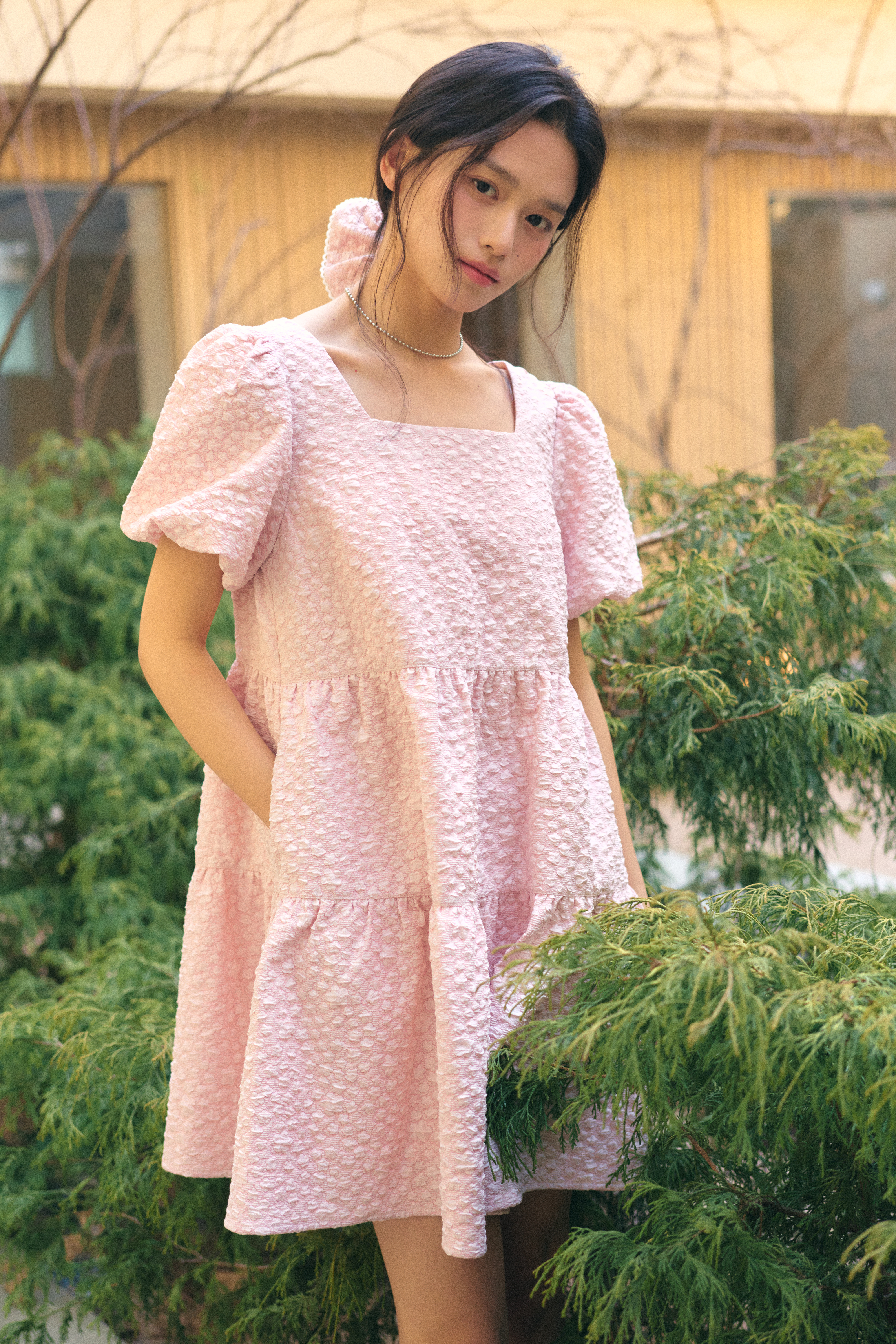 Wrinkle Volume Puff Dress