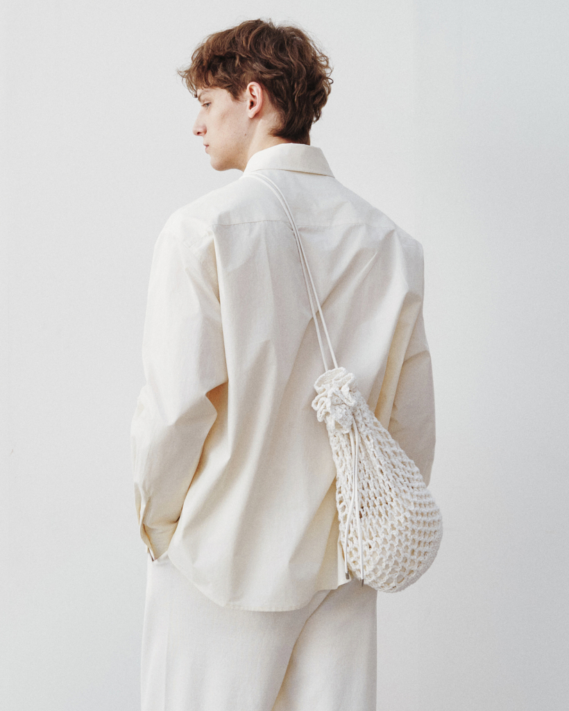 [UNISEX] [S-M] Jeri Linen Tape Yarn Net Backpack White