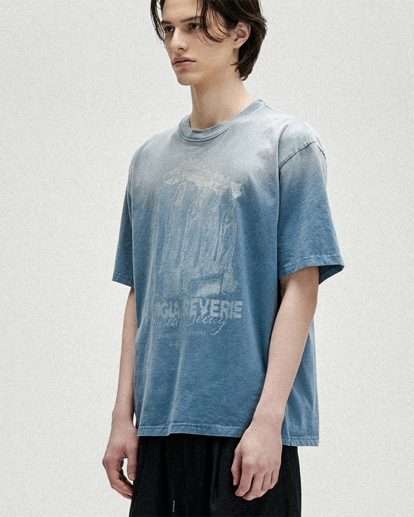 4 Effigy Bleach Washed T-Shirts - Blue