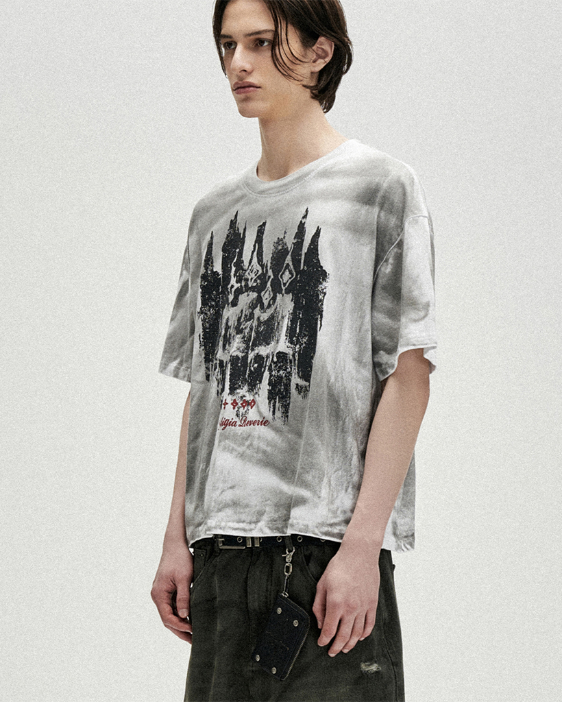 Candle Residue Oil Washed Loose Cropped T-Shirts - White