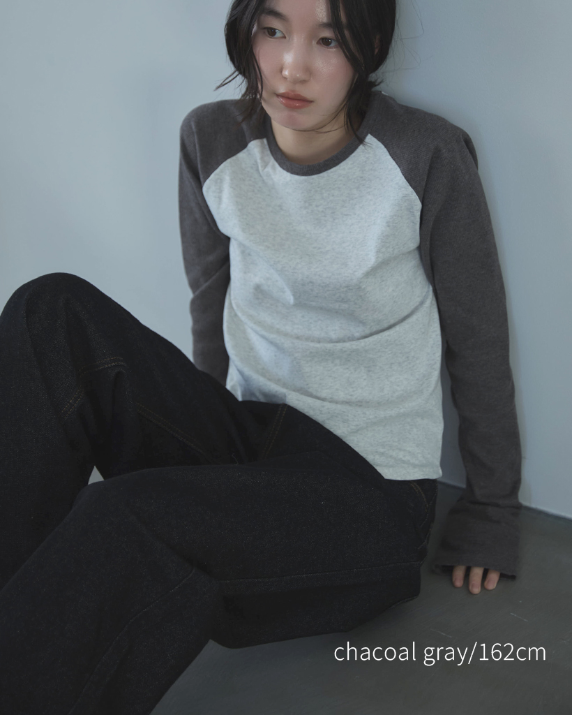 異素材ラグランロンTee