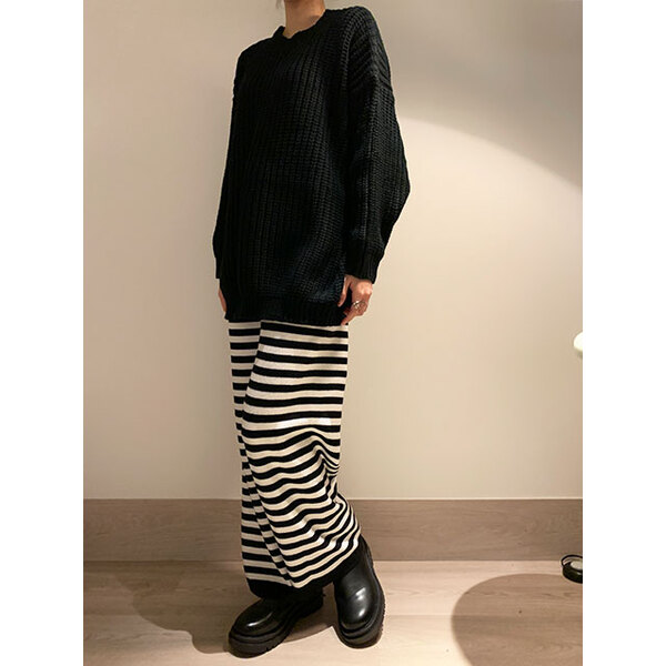 ボーダーワイドパンツ | ファッション通販サイト NUGU