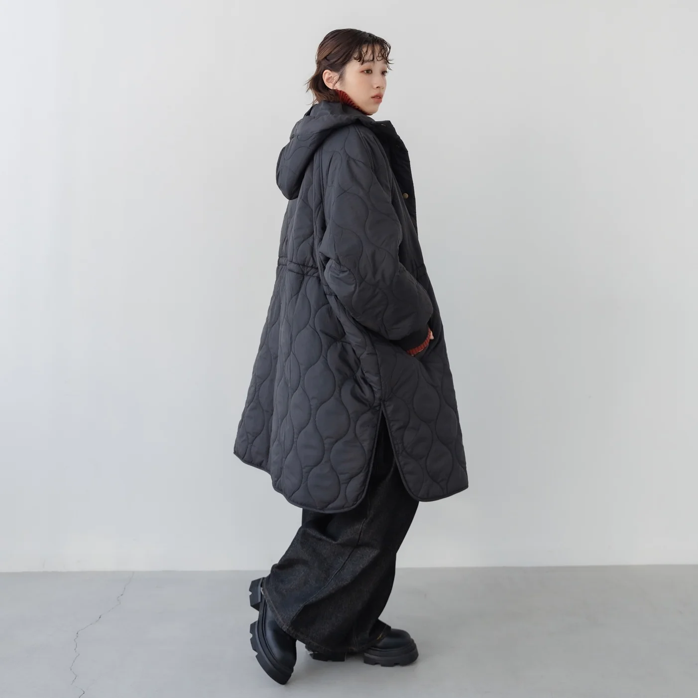 名作　アンユーズド　キルティングコート Narrenschiff:UNUSEDのキルティングナイロンコート。