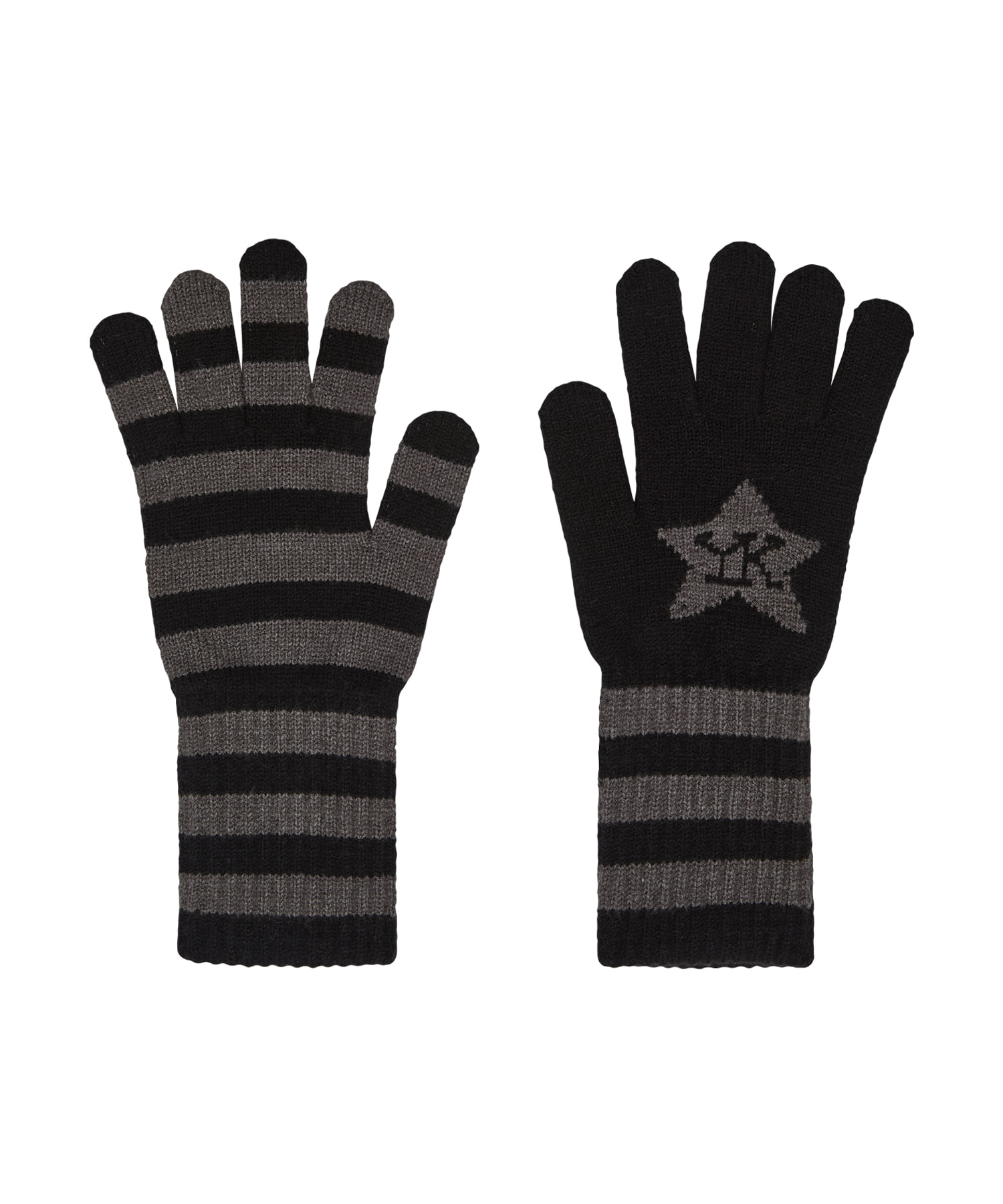 Stripe Star Knit Gloves CHARCOAL