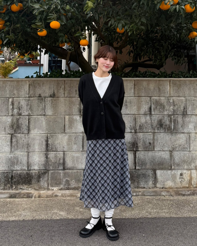 シフォンレイヤードチェックロングスカート | ファッション通販