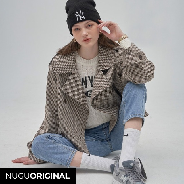 nugu Chelsea ダブルボタンチェックトレンチコート ORIGINAL) ダブルボタンチェックトレンチジャケット