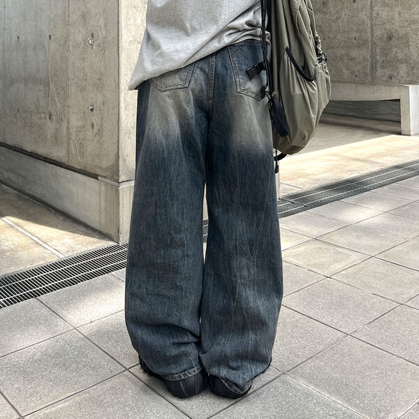 超ワイド デニムパンツ XS〜XL ウォッシュド ウォッシュドワイドデニムパンツ | ファッション通販サイト NUGU