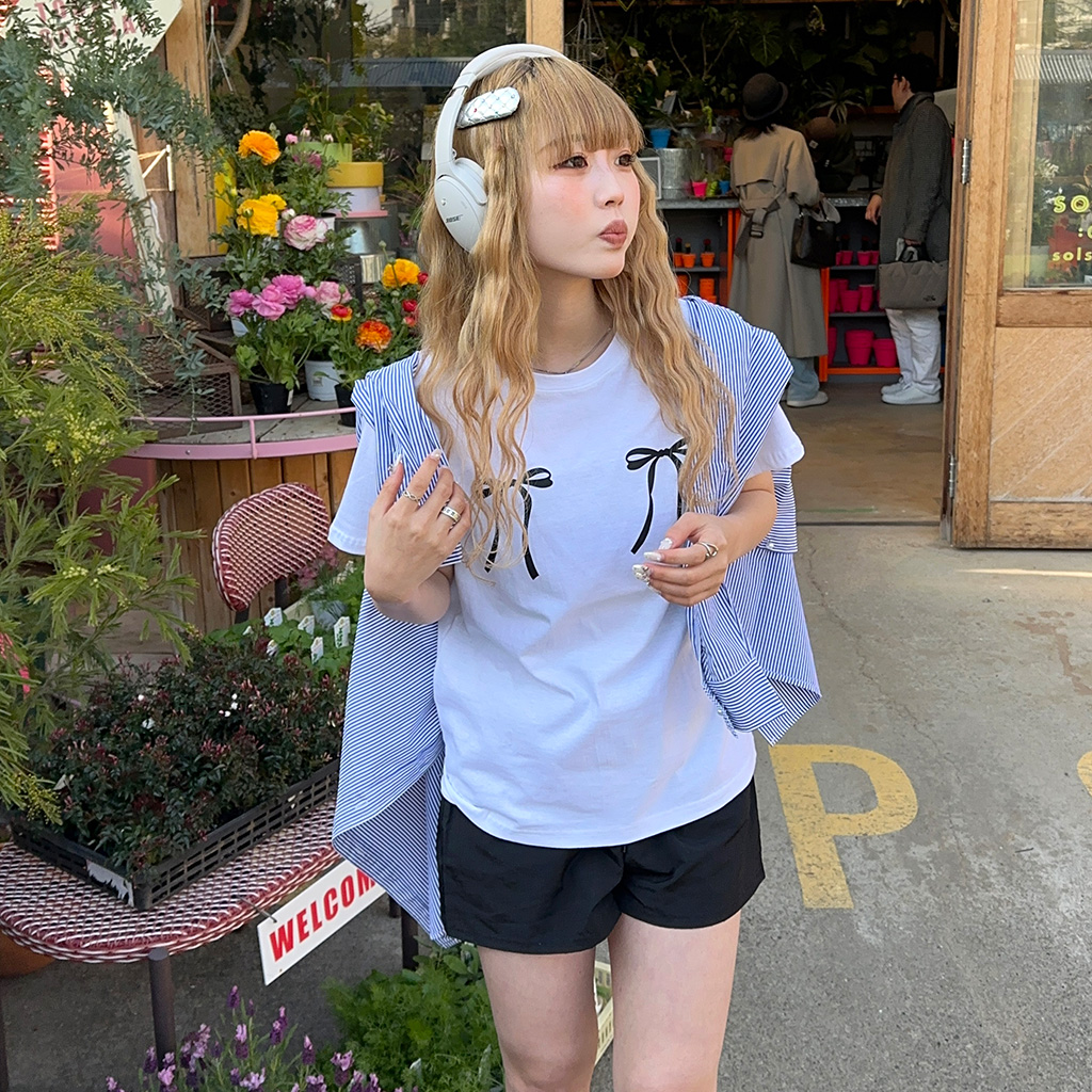 WAKE. ストライプオーバーサイズTシャツ白 tops-02521 オーバーサイズ ストライプ シャツ ホワイト