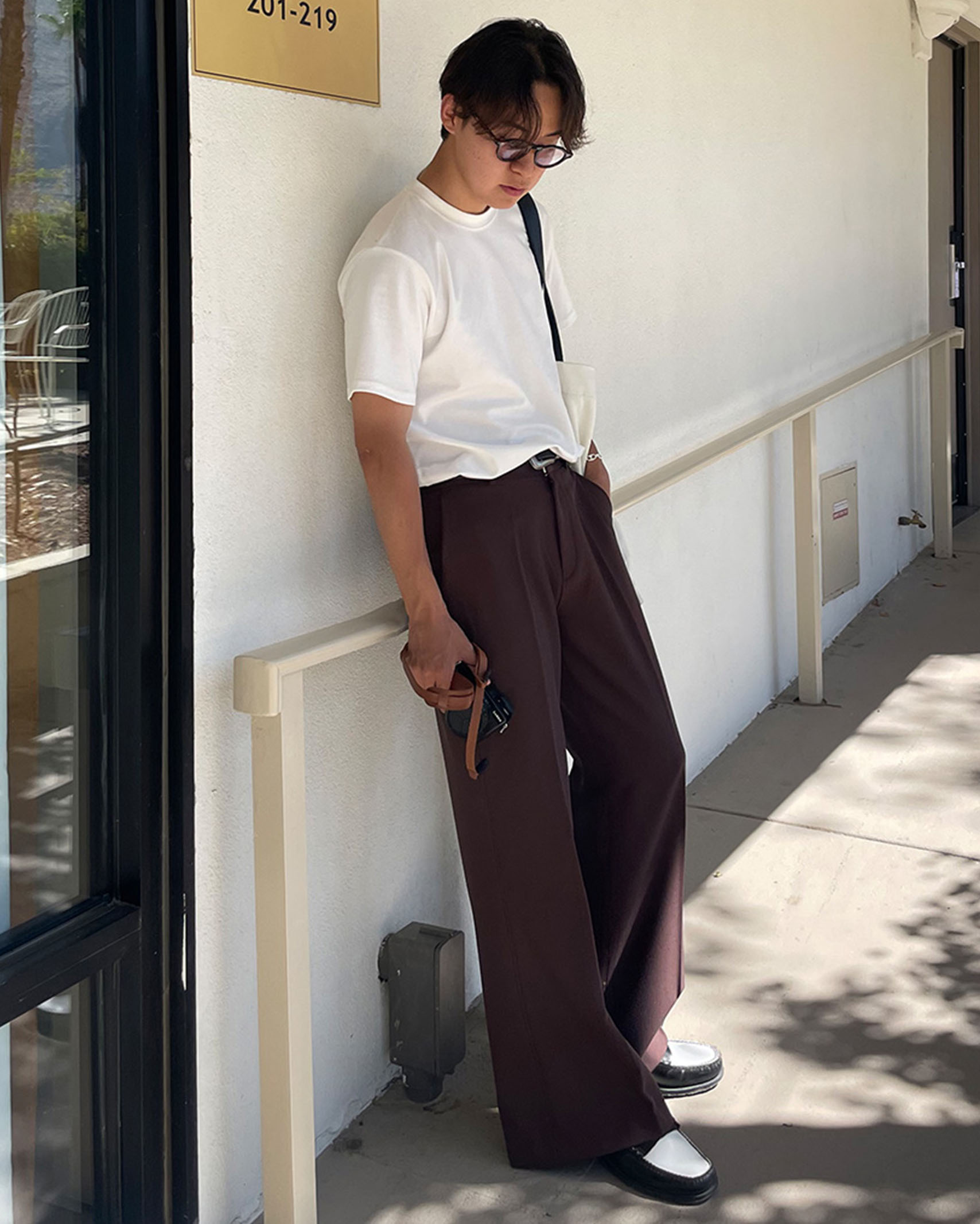 ORIGINAL) ワイドフレアスラックス (brown) | ファッション通販サイト NUGU