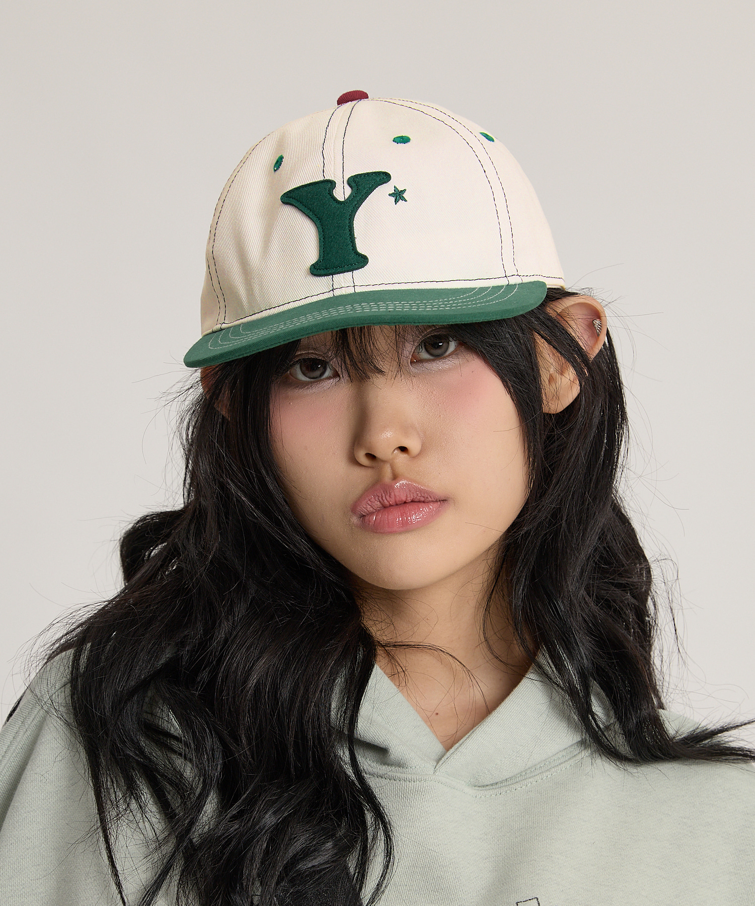 Y Logo Applique Cap IVORY