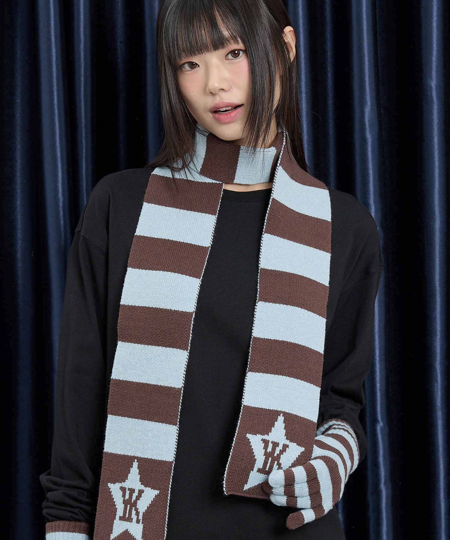 Stripe Star Muffler SKYBLUE
